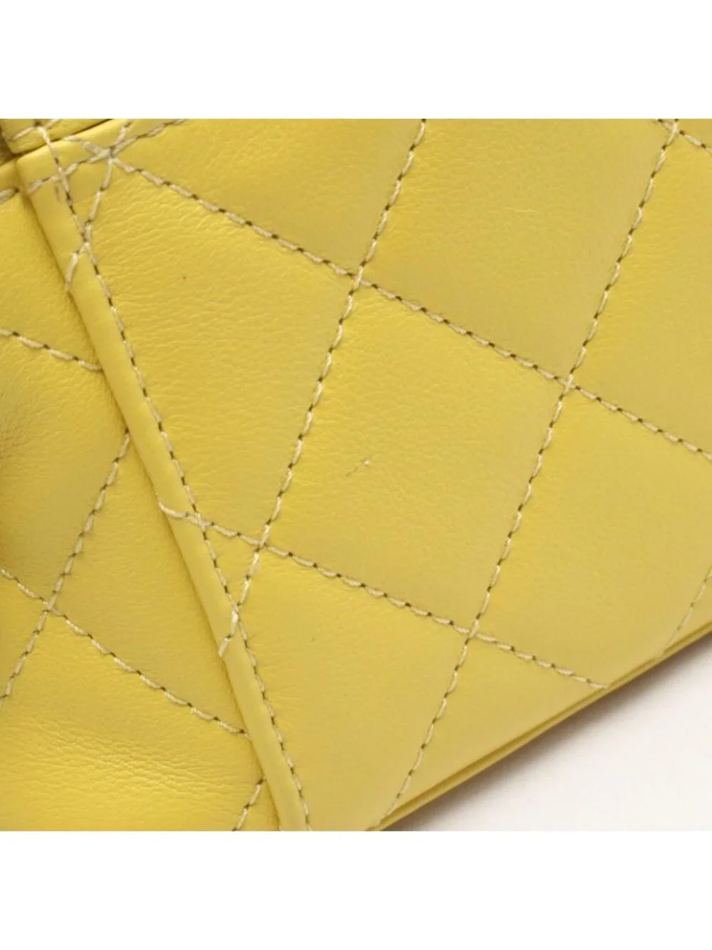 Chanel Shoulder Bag Quilted Yellow Leather Small Vanity 2-Way Chain